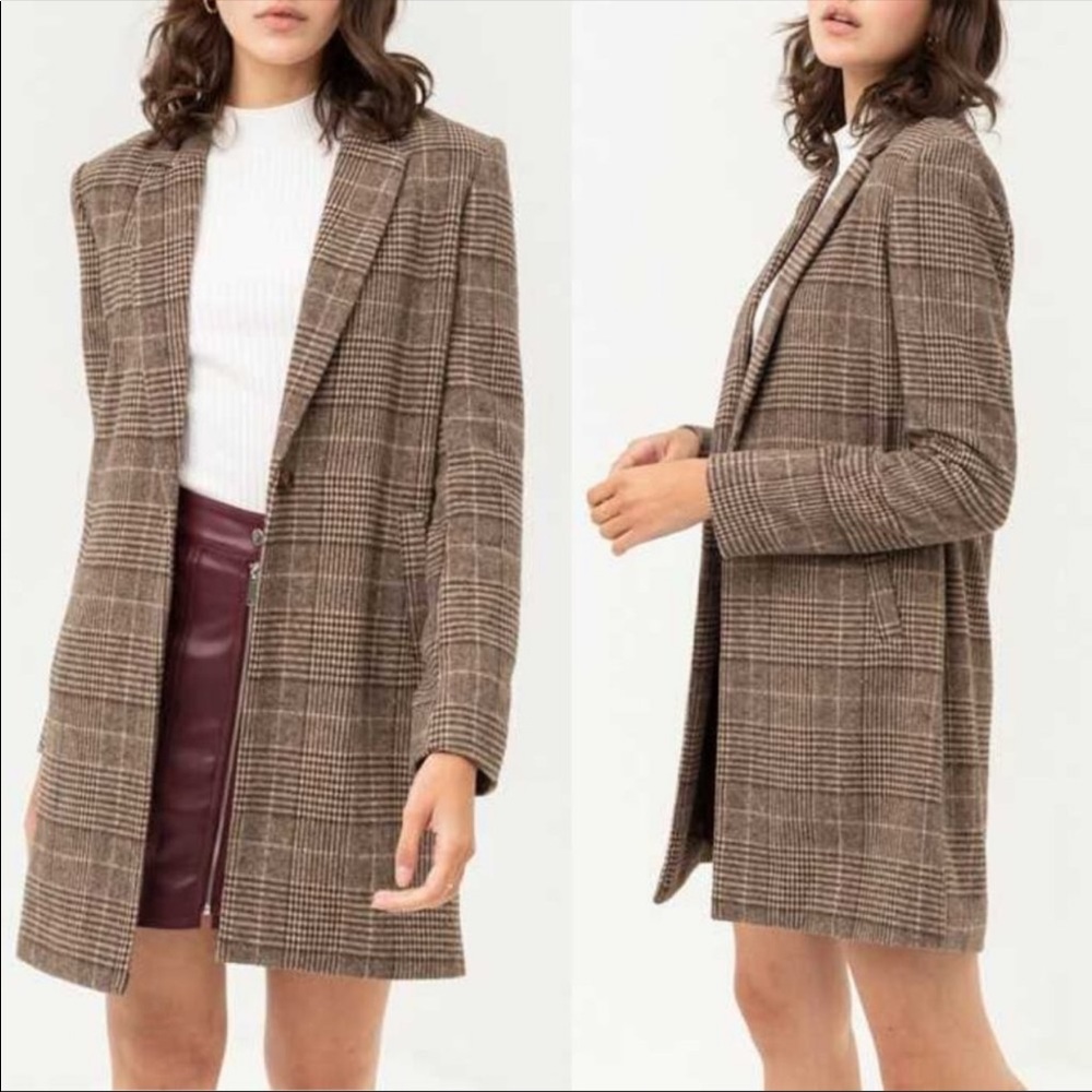 Longline Plaid Blazer
